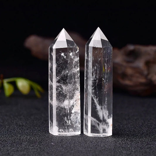 1PC Natural Crystal Transparency Quartz Point Healing Stone Hexagonal Prisms 50-80mm Obelisk Wand Reiki Energy Stone Home Decor