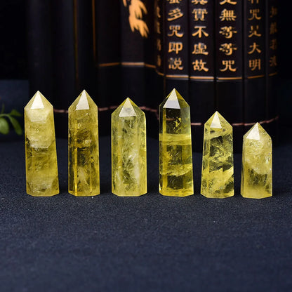 1pc Natural Citrine Crystal Point Healing Obelisk Yellow Quartz Wand Beautiful Ornament for Home Decor Reiki Stone Pyramid