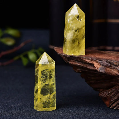 1pc Natural Citrine Crystal Point Healing Obelisk Yellow Quartz Wand Beautiful Ornament for Home Decor Reiki Stone Pyramid