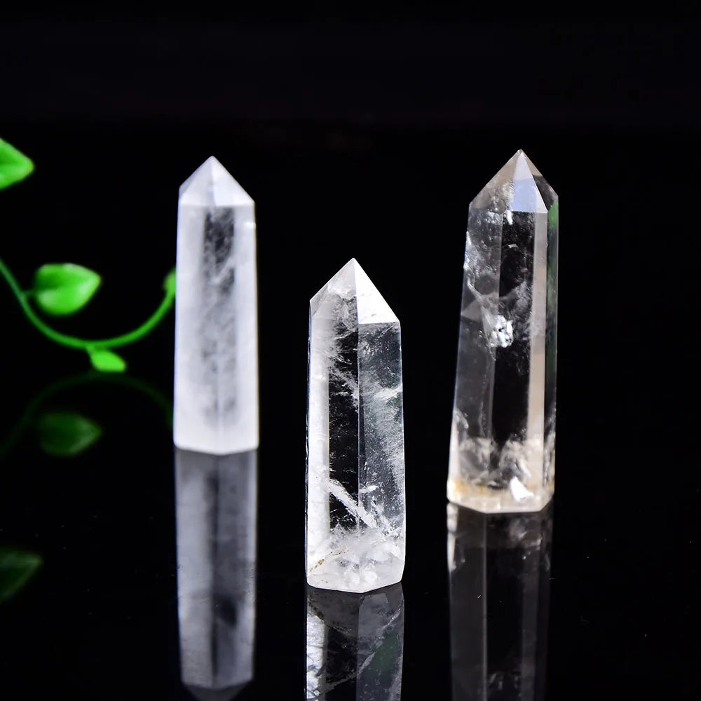 1PC Natural Crystal Transparency Quartz Point Healing Stone Hexagonal Prisms 50-80mm Obelisk Wand Reiki Energy Stone Home Decor