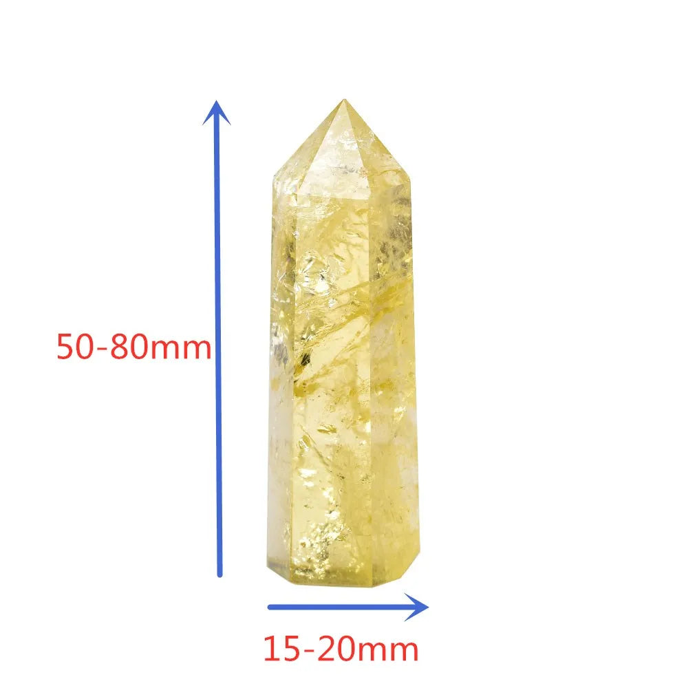 1pc Natural Citrine Crystal Point Healing Obelisk Yellow Quartz Wand Beautiful Ornament for Home Decor Reiki Stone Pyramid