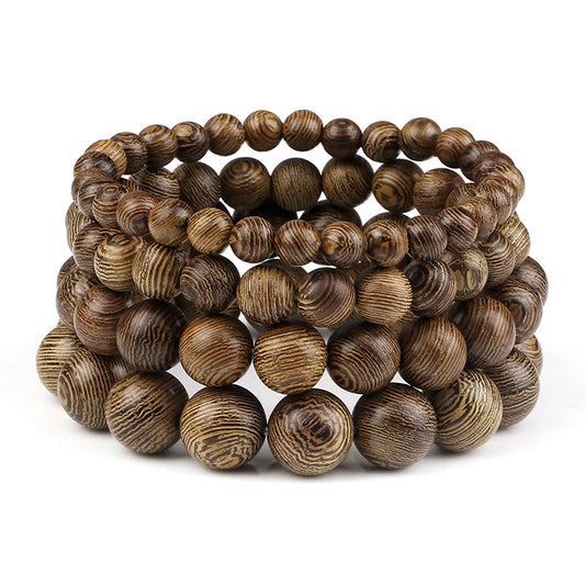 6/8/10/12mm Men Vintage Bracelet Original Wooden Beads Meditation Prayer Buddha Stretch Bracelets&Bangle Women Yoga Jewelry Gift